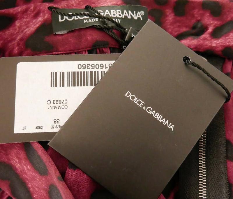 Dolce & Gabbana burgundy leopard print silk mini skirt