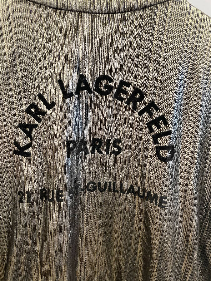 Karl Lagerfeld girl's tanned gold metallic zipped bomber jacket