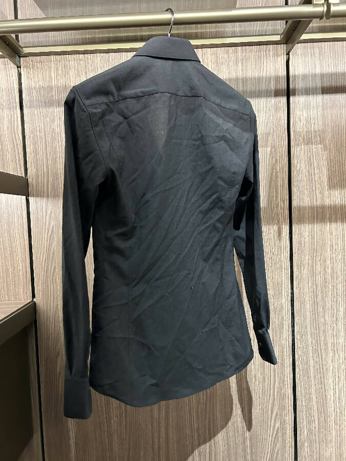 Dolce&Gabbana men's black wool long-sleeved shirt