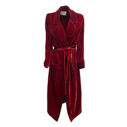 pre-owned RACIL burgundy belted velvet robe | Size FR38