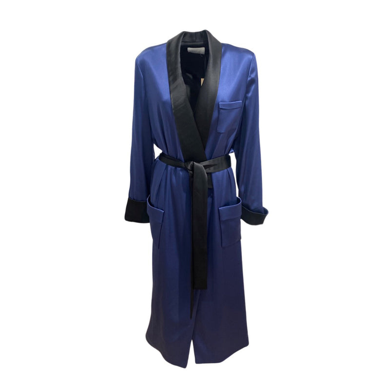 pre-owned RACIL navy and black belted robe | Size FR40