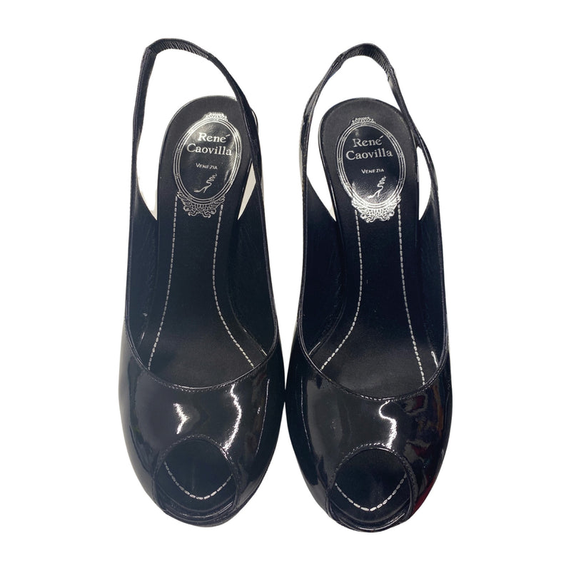 second-hand RENÈ CAOVILLA black leather sling-back heels
