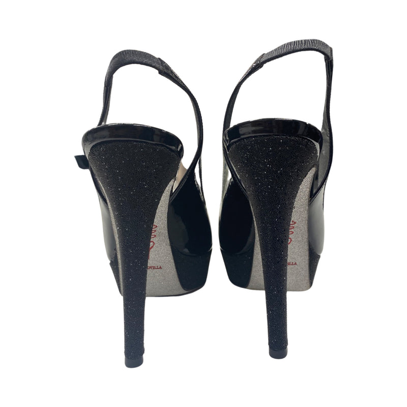 RENÈ CAOVILLA black leather sling-back heels