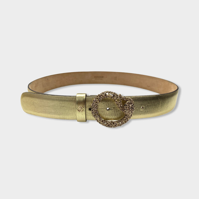 pre-owned ROBERTO CAVALLI gold leather belt
