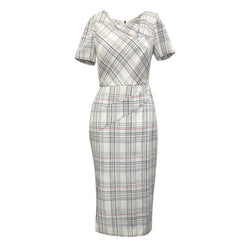 pre-loved ROLLAND MOURET white chequered dress