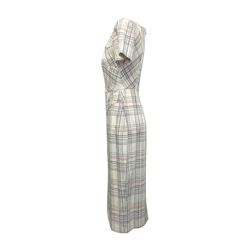 pre-owned ROLLAND MOURET white chequered dress
