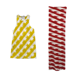 pre-loved STELLA MCCARTNEY striped yellow and red mesh cotton set