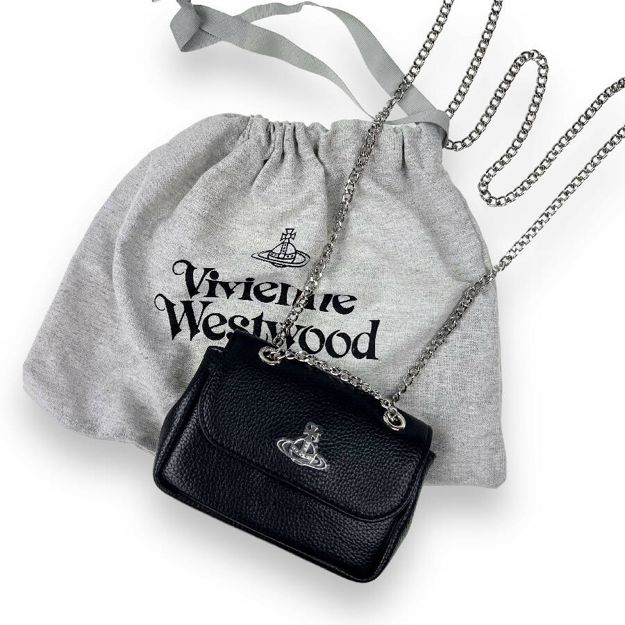 Vivienne Westwood black Re Vegan grained small crossbody bag Loop Generation