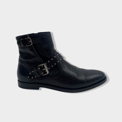 pre-owned SAINT LAURENT black leather studded boots | Size EU39 UK6