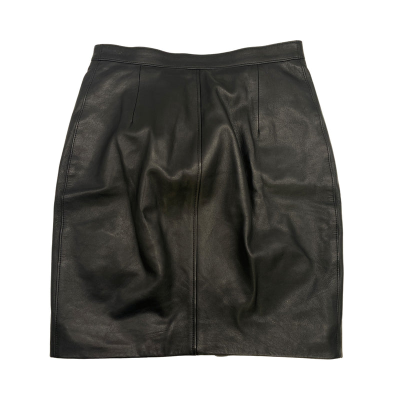 pre-owned SAINT LAURENT black leather skirt