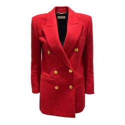 pre-owned SAINT LAURENT red woolen double-breasted jacket | Size FR36