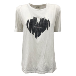 pre-owned SAINT LAURENT white graphic logo cotton T-shirt