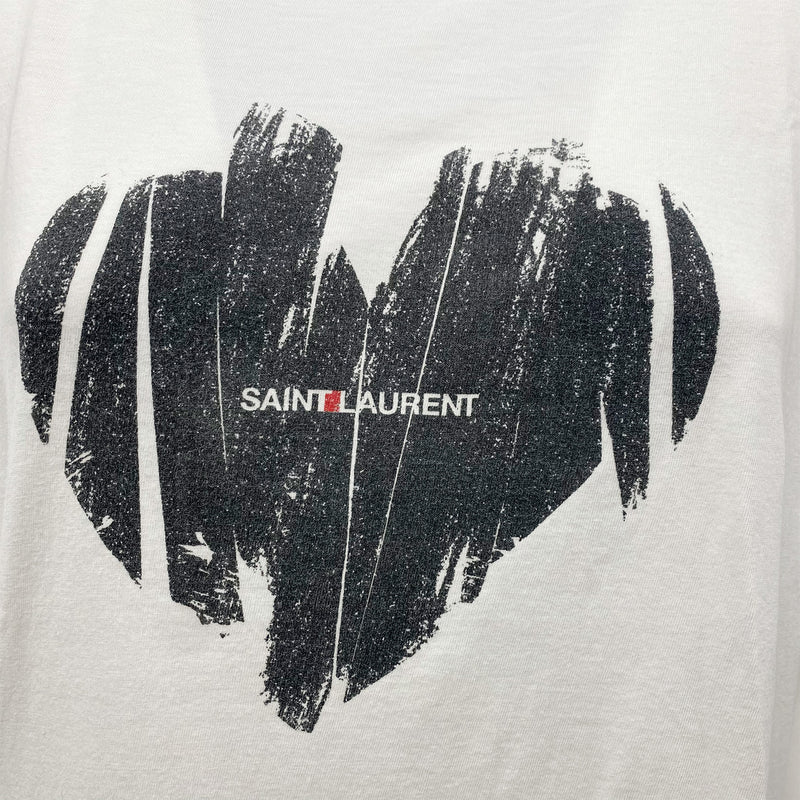 pre-loved SAINT LAURENT white graphic logo cotton T-shirt