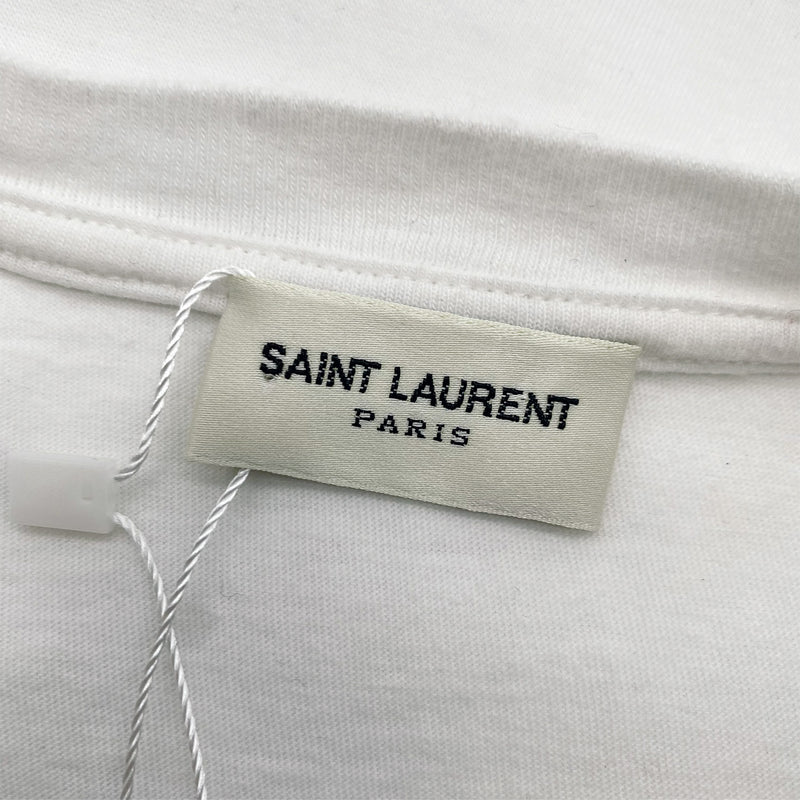 SAINT LAURENT white graphic logo cotton T-shirt