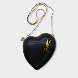 pre-owned SAINT LAURENT black leather heart bag