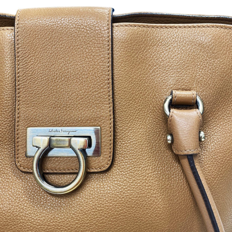 second-hand SALVATORE FERRAGAMO light brown leather handbag