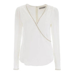 pre-loved SELF-PORTRAIT white crystal embellished blouse