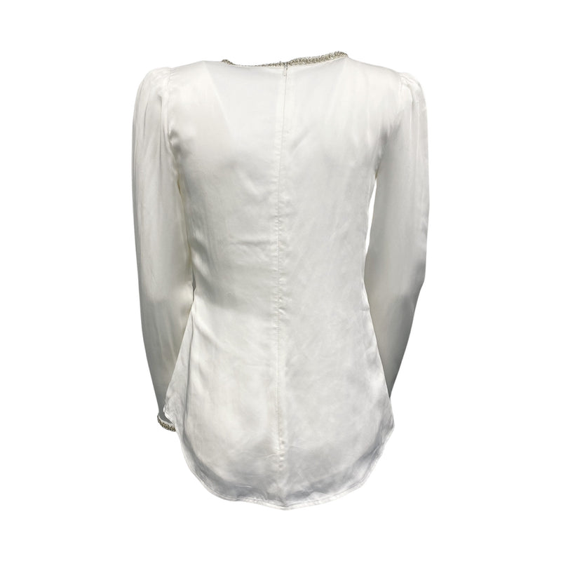 second-hand SELF-PORTRAIT white crystal embellished blouse