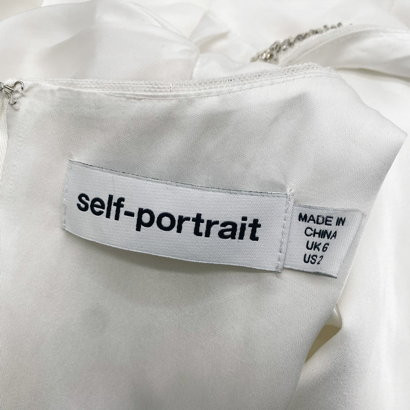 SELF-PORTRAIT white crystal embellished blouse