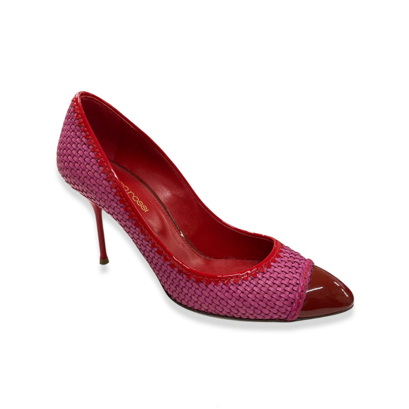 SERGIO ROSSI red and fuchsia leather pumps
