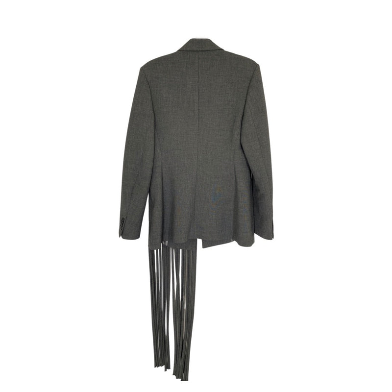 second-hand Boss runway edition grey viscose jacket with fringes | Size UK10