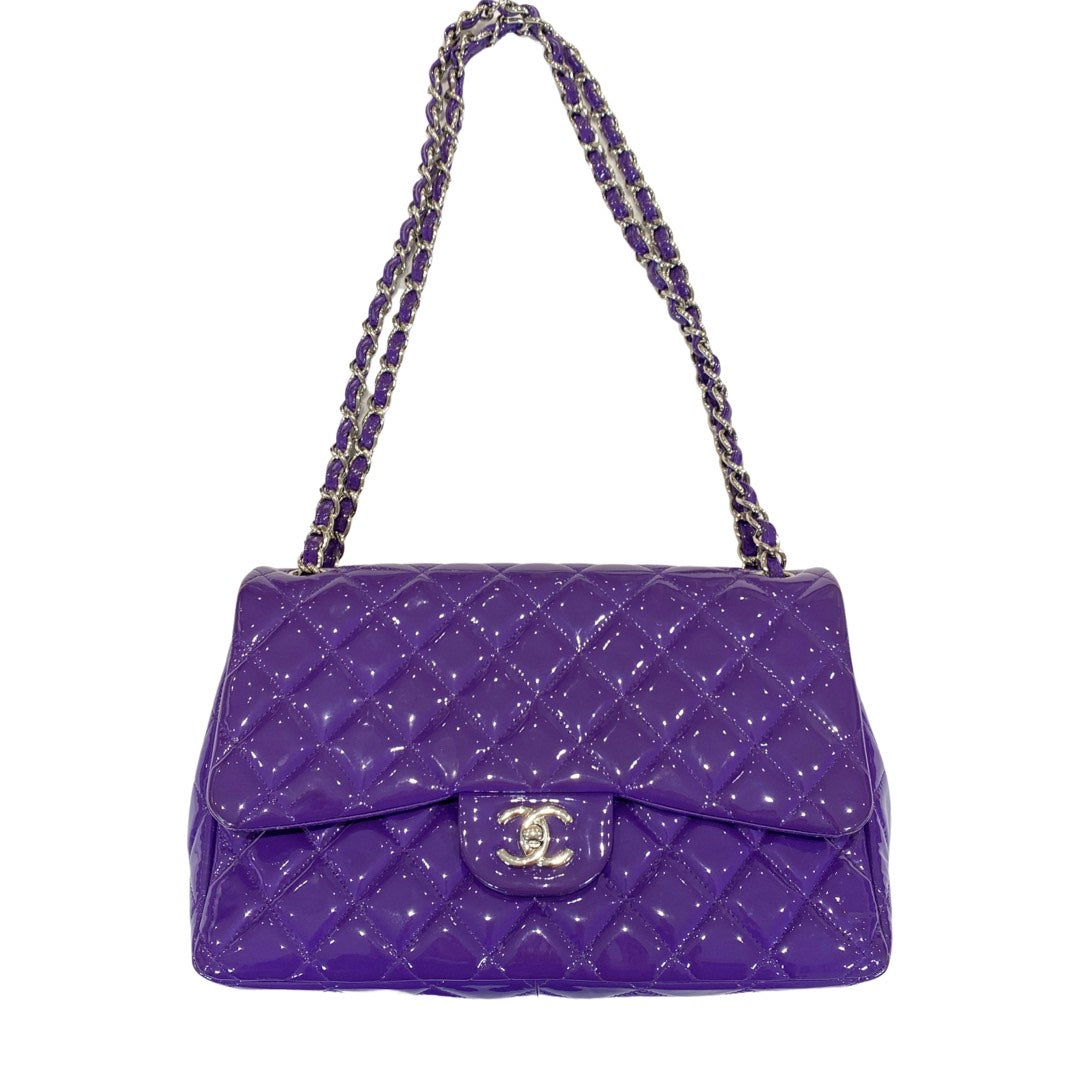 CHANEL JUMBO CLASSIC purple patent leather flap bag – Loop Generation