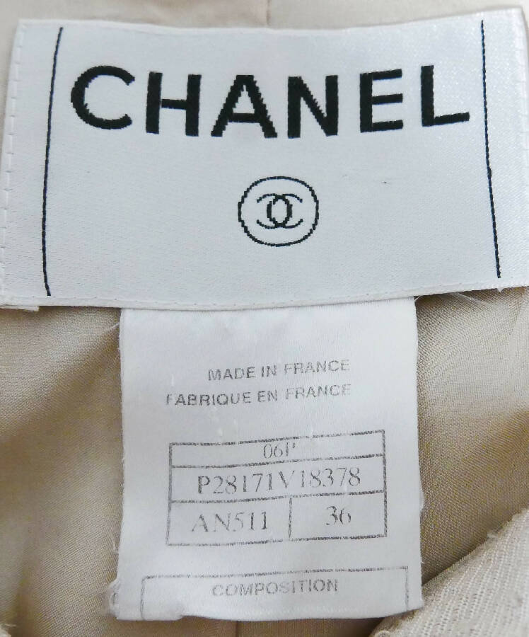 Chanel women’s beige silk vintage jacket with raw fringed hems
