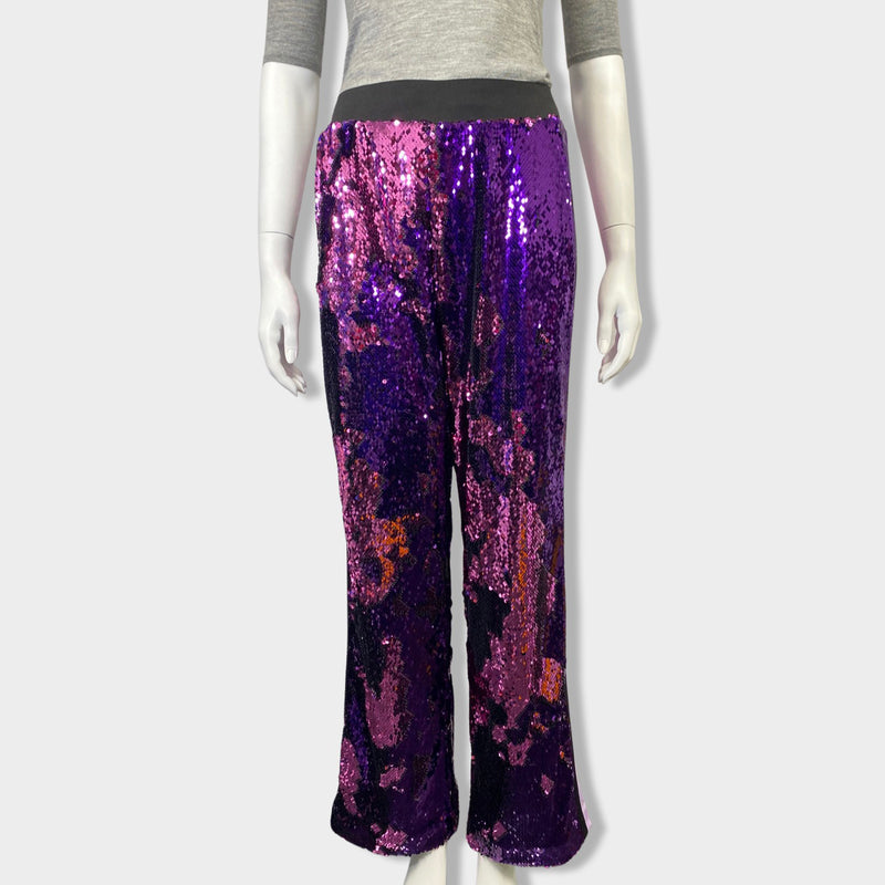 pre-owned SERENA BUTE purple sequined trousers | Size S