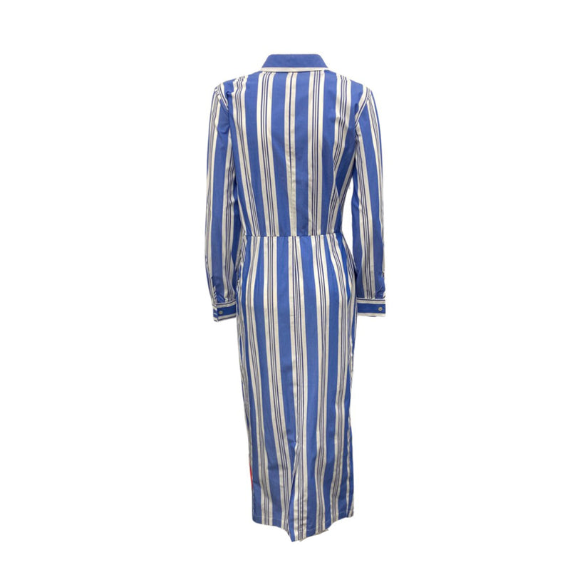 STELLA JEAN blue and white striped cotton dress