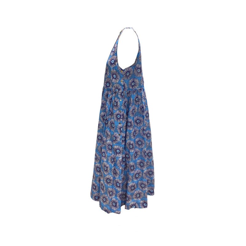 pre-owned Suno blue floral print cotton dress | Size US6