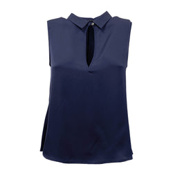 pre-loved THEORY navy silk blouse