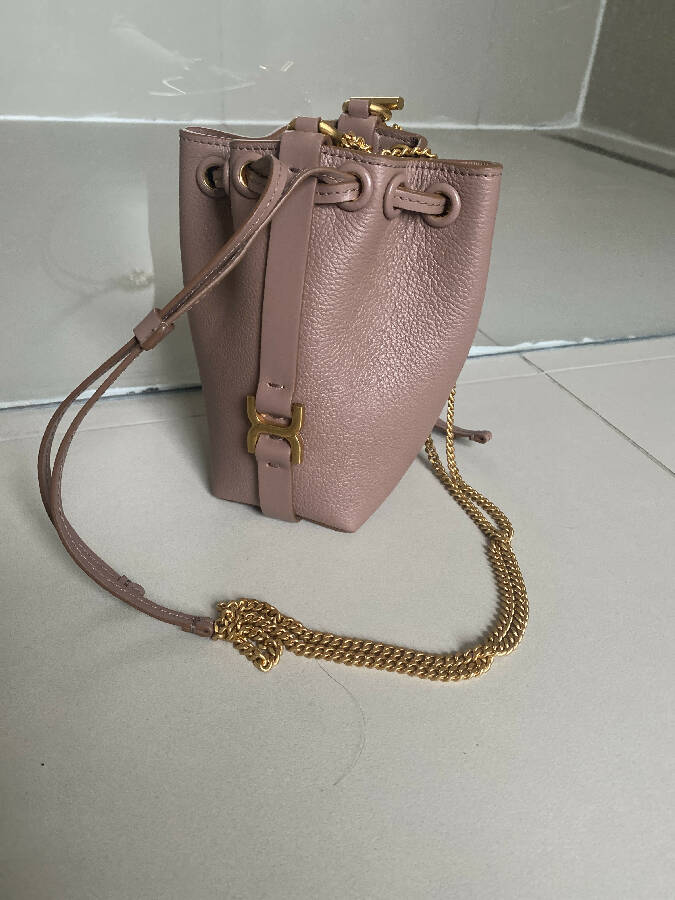 Chloe pink leather micro marcie bucket bag