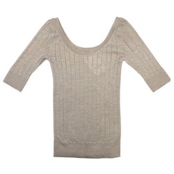 pre-loved THE ROW beige woolen and silk fitted top