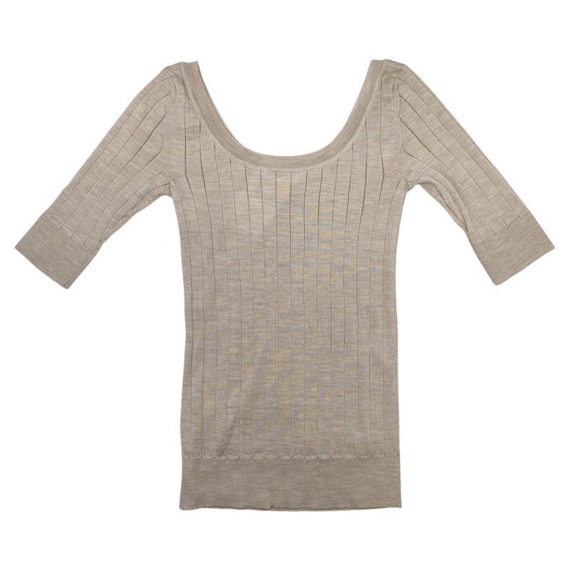 pre-owned THE ROW beige woolen and silk fitted top