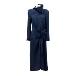 TIBI navy silk belted dress