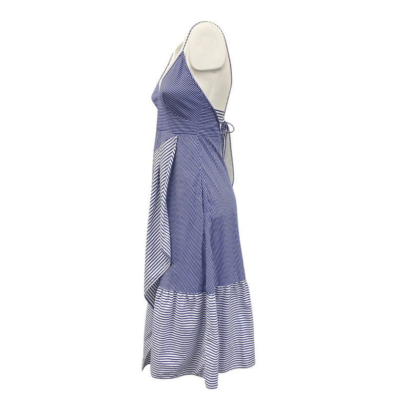 pre-owned TIBI blue striped cotton sleeveless dress