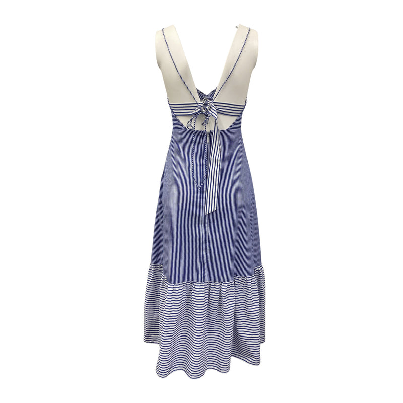 TIBI blue striped asymmetrical cotton dress