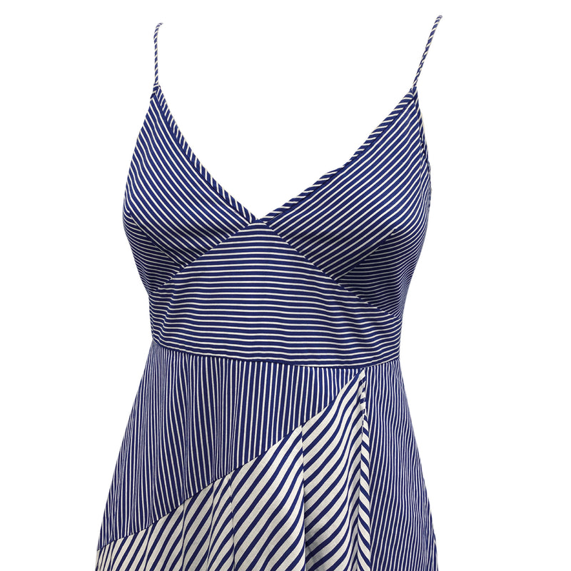second-hand TIBI blue striped cotton sleeveless dress