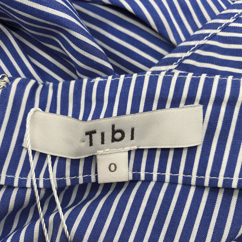 TIBI blue striped asymmetrical cotton dress