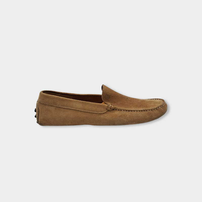 pre-owned TOD'S beige suede loafers