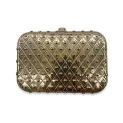 pre-loved TODS gold clutch with chain 