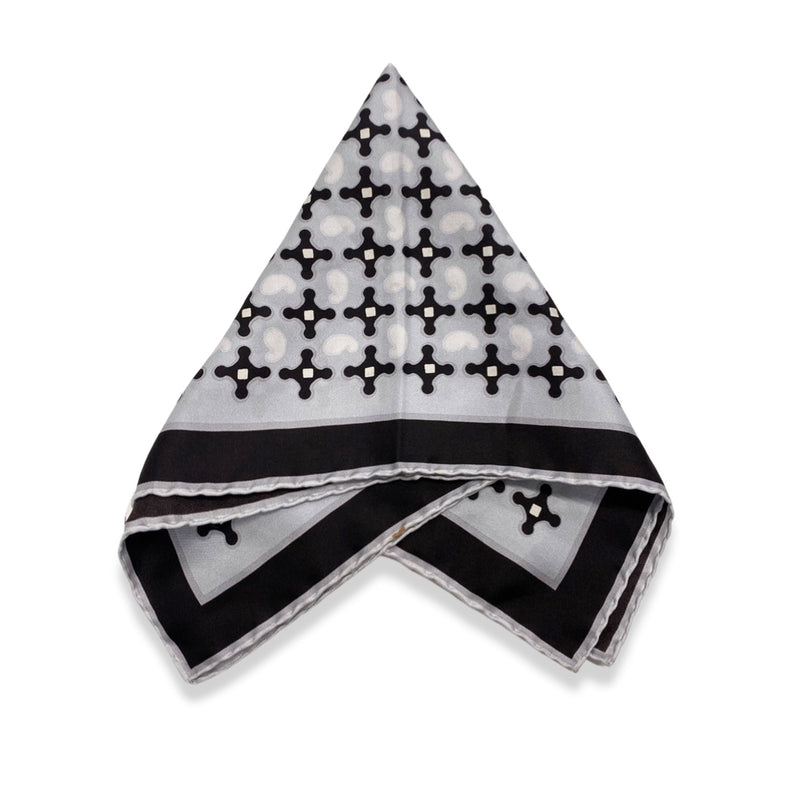 pre-owned TOM FORD black and baby blue silk pocket square