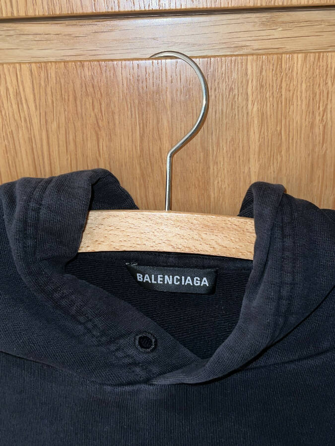 Balenciaga men's black cotton hoodie