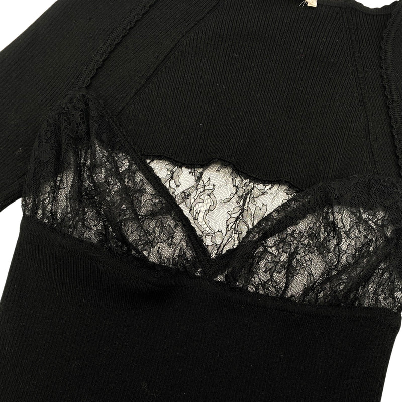 pre-loved VALENTINO black woolen and silk top
