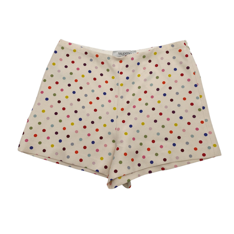 pre-loved VALENTINO ecru polka dot shorts