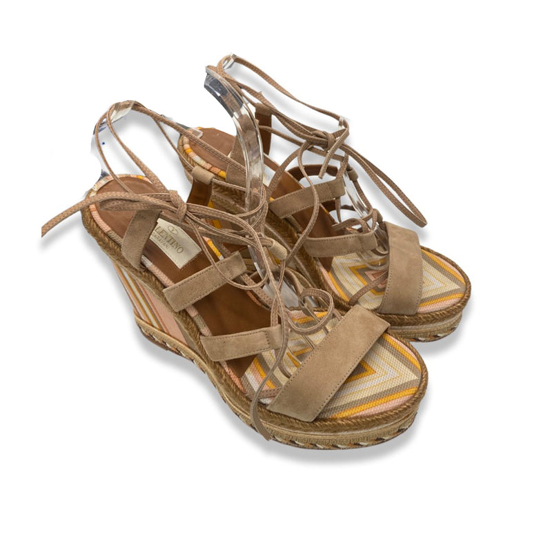 second-hand VALENTINO multicolour suede and cotton wedges | Size 38.5