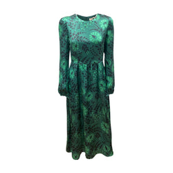 pre-owned VALLE&VIK green floral print silk dress | Size 1