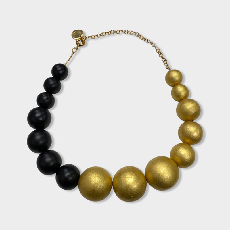 pre-owned VANDA JACINTHO black and gold beads necklace