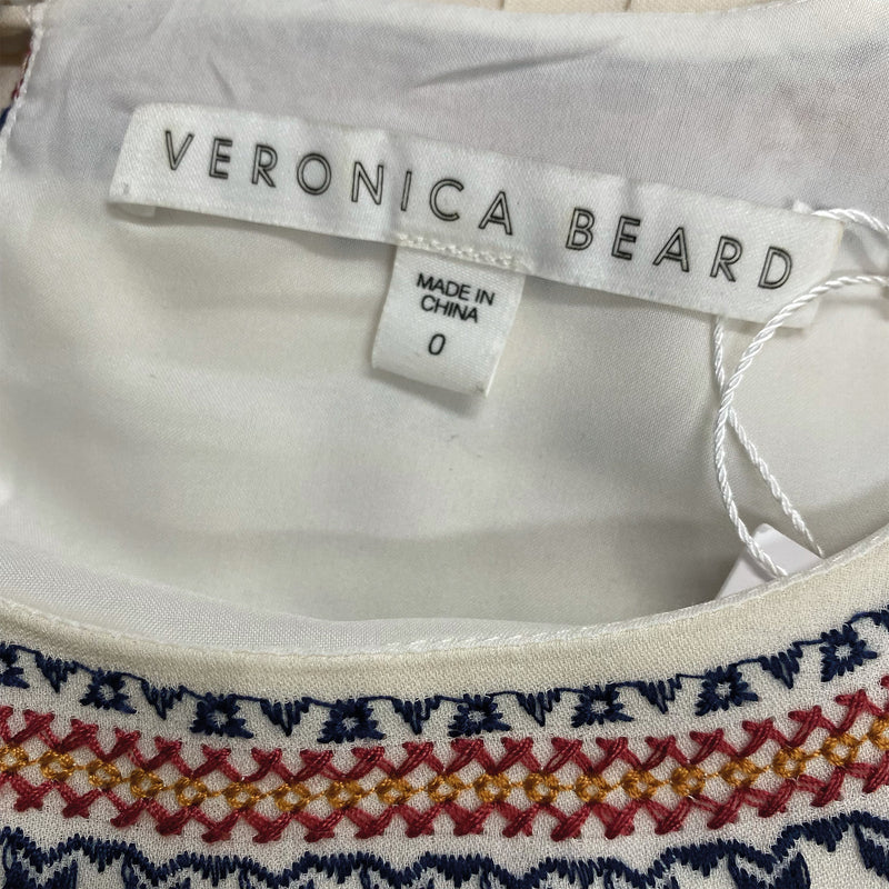 VERONICA BEARD ecru embroidered silk blouse