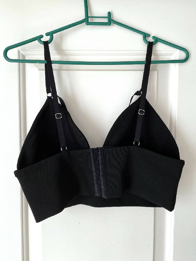T By Alexander Wang black viscose triangle bralette top